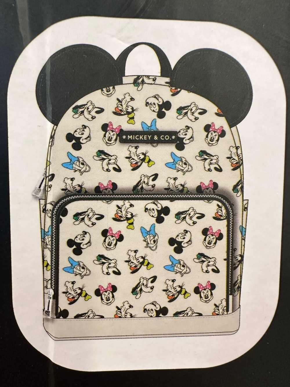 NWT Disney Mickey Minnie & Company Cream Small Faux Leather Backpack with Ears